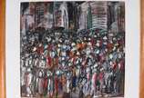 Júlio Vieira (1933-1999), Figuras na cidade - Óleo sobre cartão