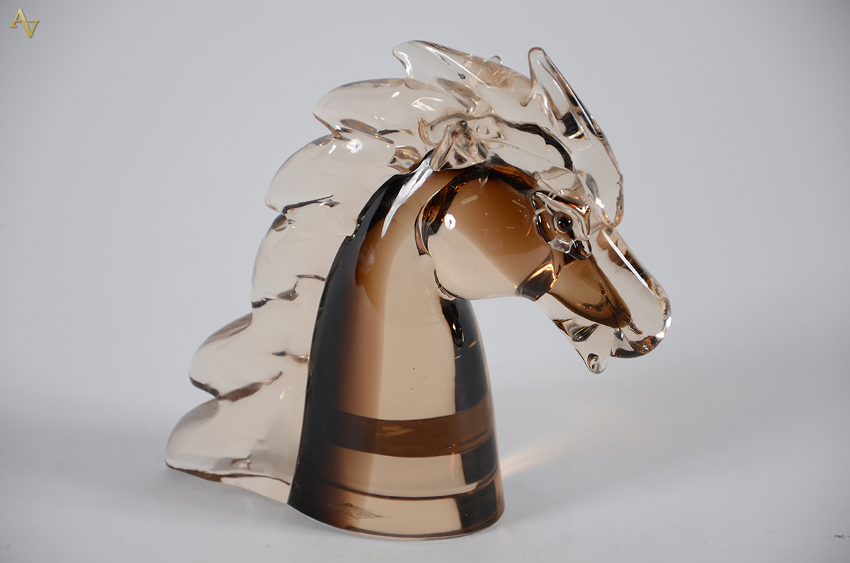 VINCENZO NASON. Escultura em vidro de murano, representando cabeça de...