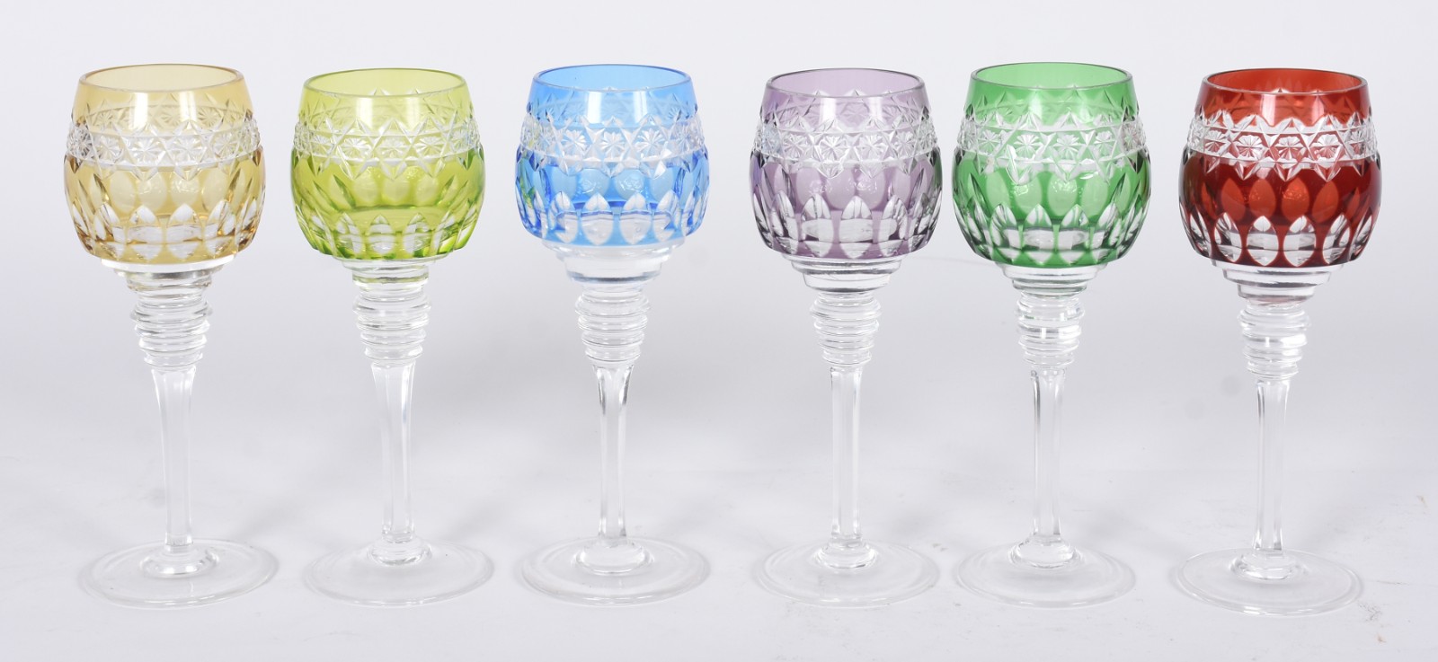 Seis cálices para licor de cristal doublé diversas cores. - foto 1 de 2