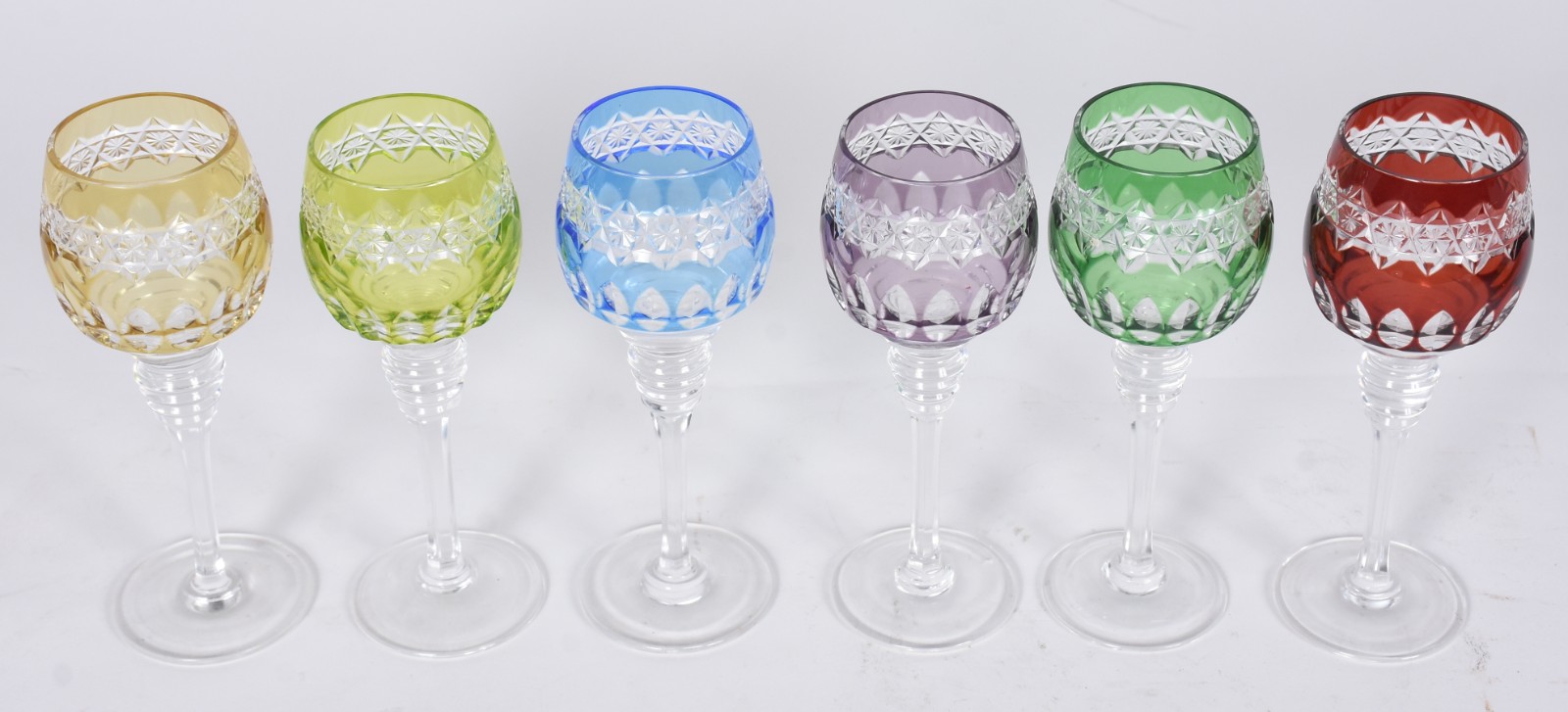 Seis cálices para licor de cristal doublé diversas cores. - foto 2 de 2