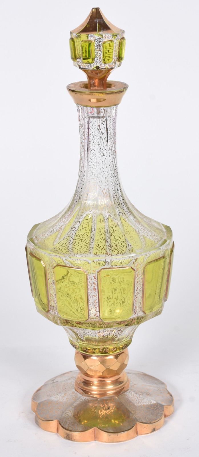 Garrafa de cristal doublé verde com dourado. - foto 1 de 5