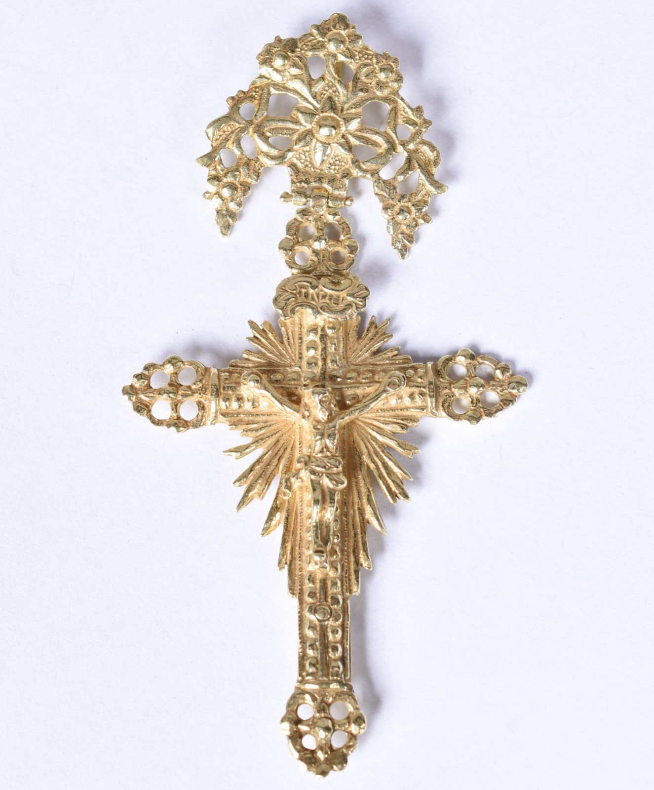 Joia de criola- Crucifixo relicário de prata de lei, cinzelado e... - foto 1 de 3