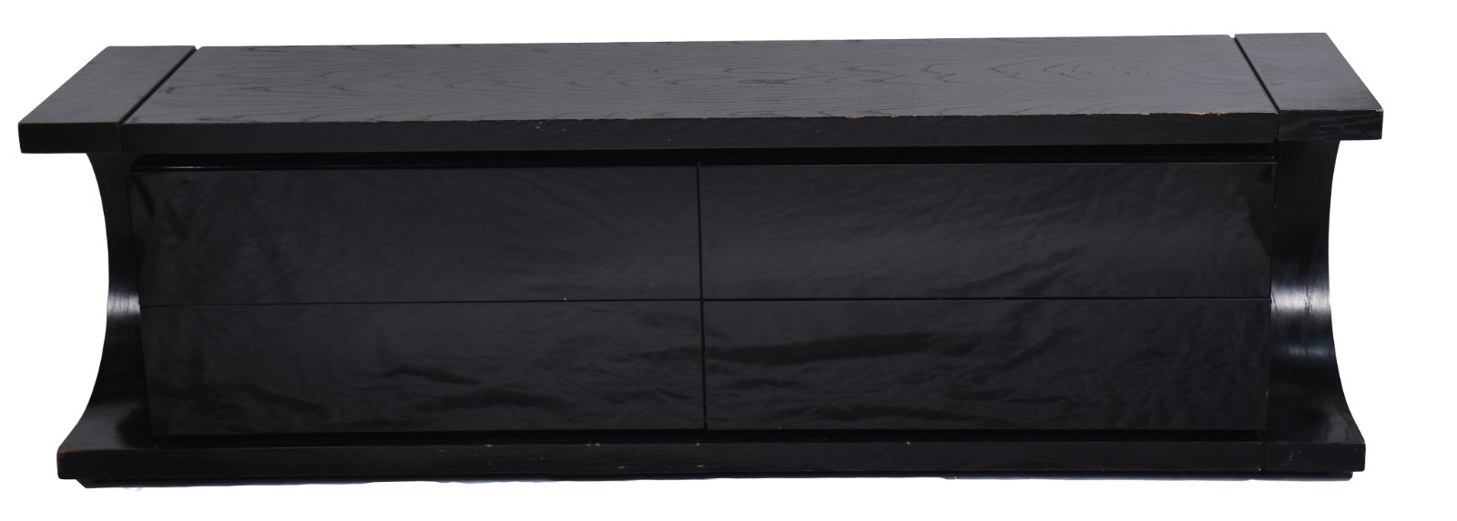 Rack de madeira pintada de preto com 4 gavetas. Desgastes. - foto 2 de 10