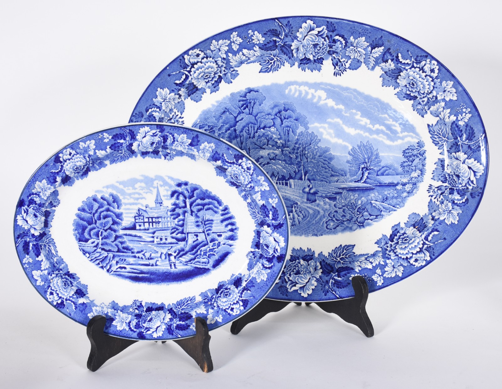 Conjunto de jantar de faiança inglesa Enoch Woods, azul e branco... - foto 2 de 3