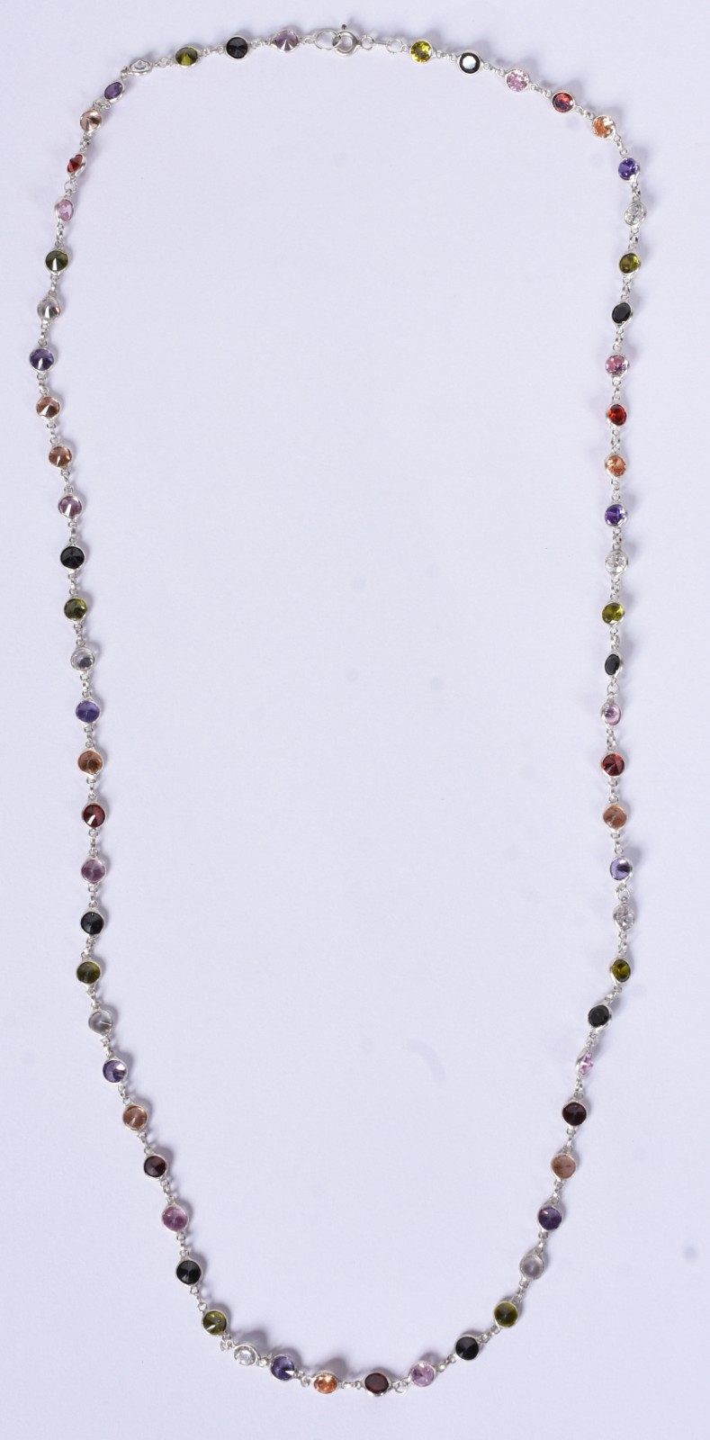 Conjunto de colar e pulseira de prata com pedras coloridas (Por... - foto 2 de 7