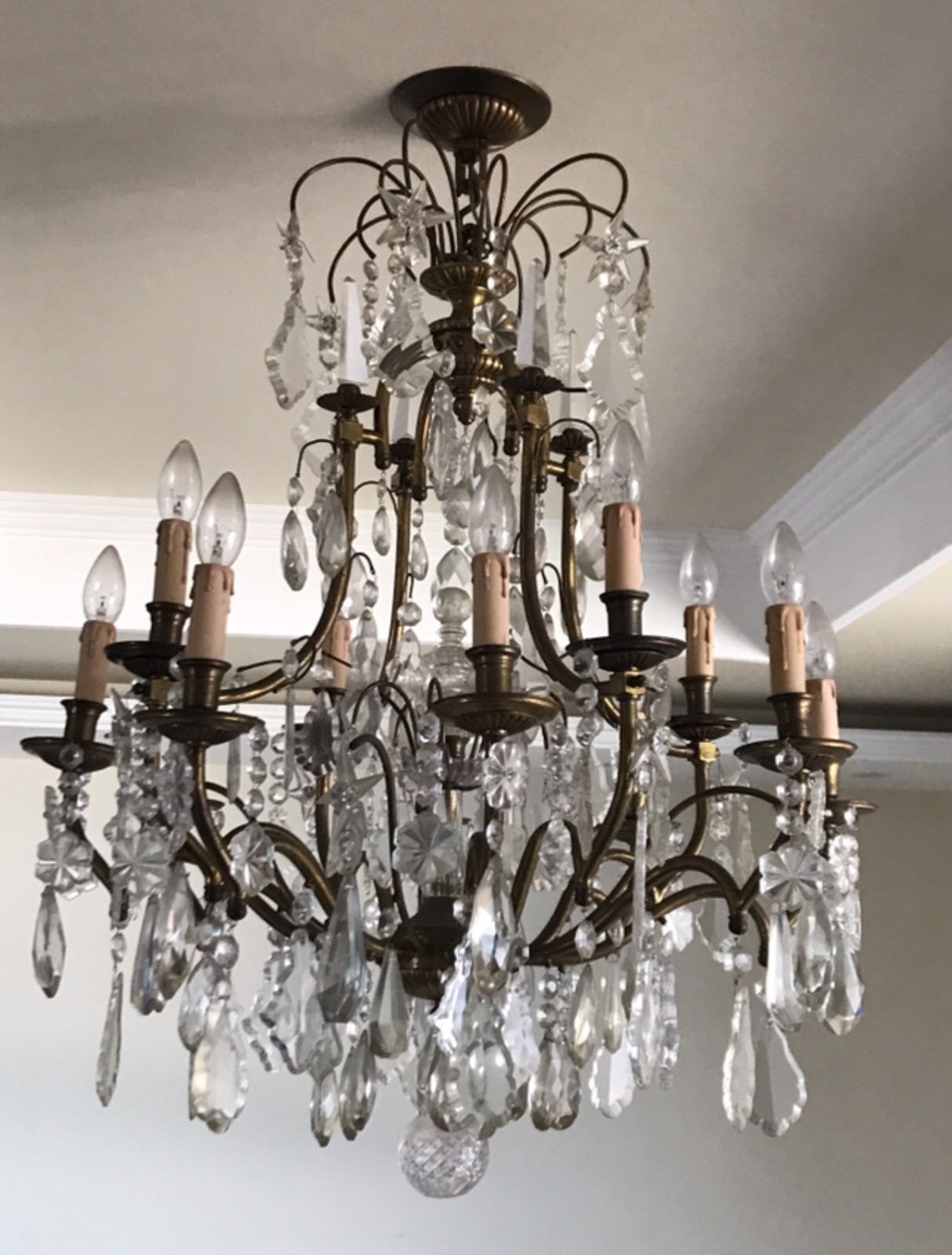 Belíssimo lustre de cristal e bronze estilo Versailles, placas de... - foto 2 de 2