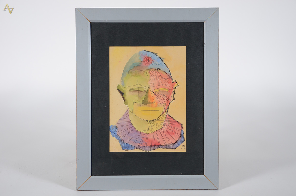 ROBERTO BASTOS CRUZ - Figura - téc. mista - 30 x 22 - datado 1955 - foto 1 de 4