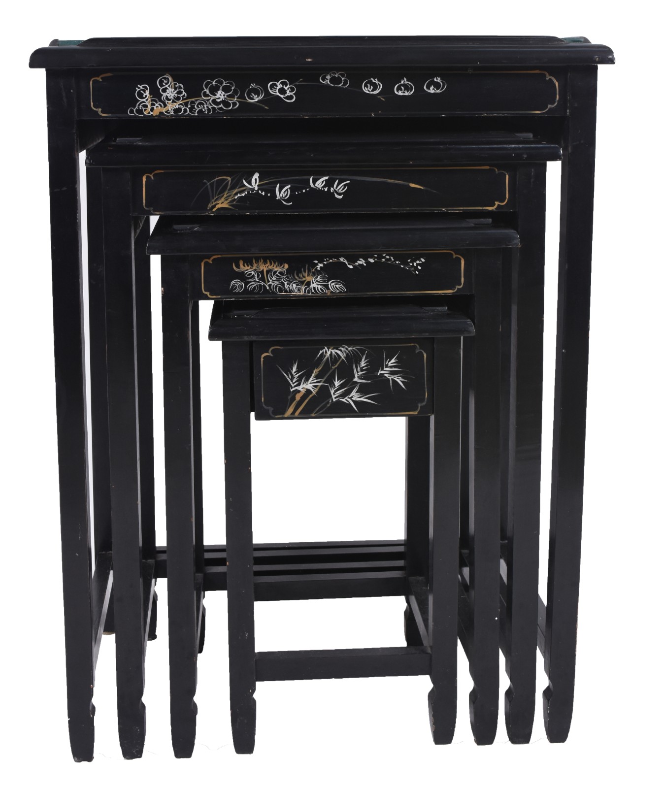 Mesa ninho de madeira oriental em lacca negra com aplicações em... - foto 5 de 9
