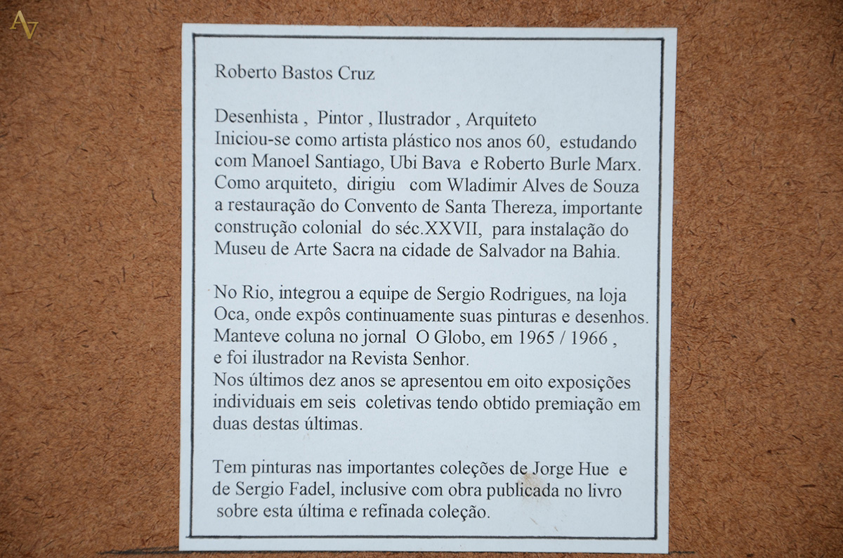 ROBERTO BASTOS CRUZ - Figura - téc. mista - 30 x 22 - datado 1955 - foto 4 de 4
