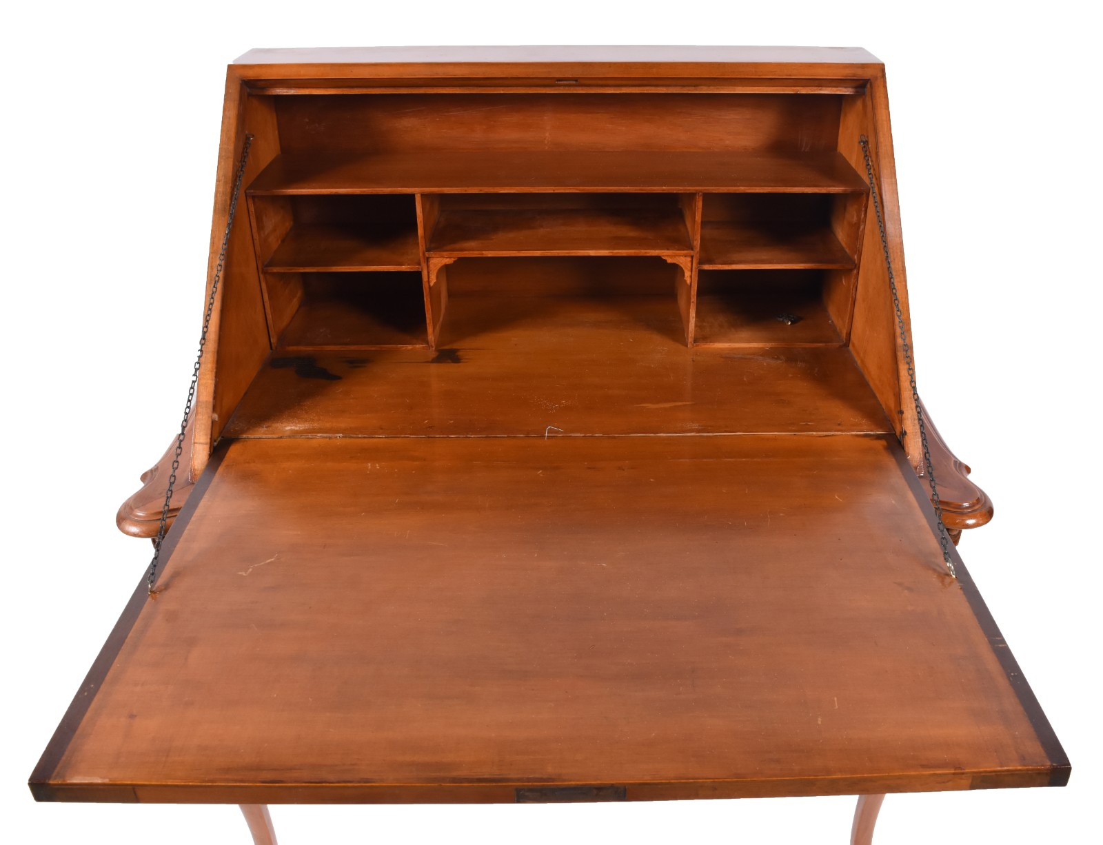 Mesa escrivaninha de madeira nobre, tampo articulado com escaninhos... - foto 3 de 10
