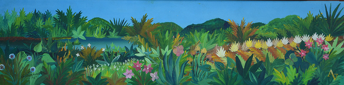 WIETIECHESCHK - Paisagem com flores - 1976 - ose - 20 x 78. - foto 1 de 2