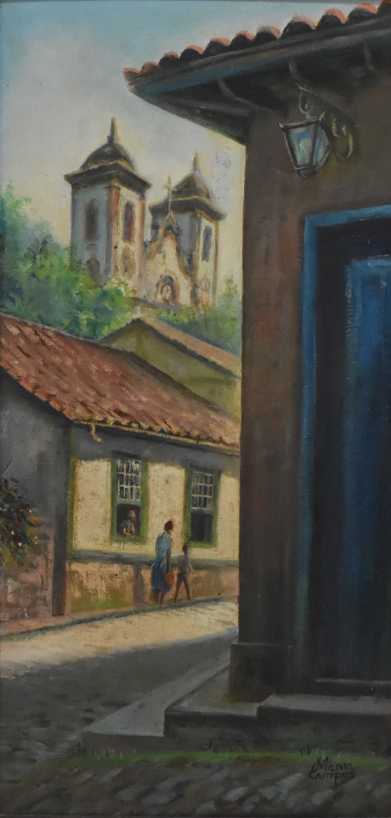 Maria Campos (1940), Rua com Igreja ao fundo, Sabará. - foto 1 de 6