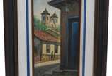 Maria Campos (1940), Rua com Igreja ao fundo, S... - Óleo sobre tela.