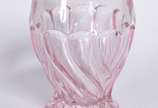 Conjunto de jarra com 10 copos de vidro rosa tr... - Conjunto de jarra com 10 copos de vidro rosa trabalhado em gomos. Anos 50.