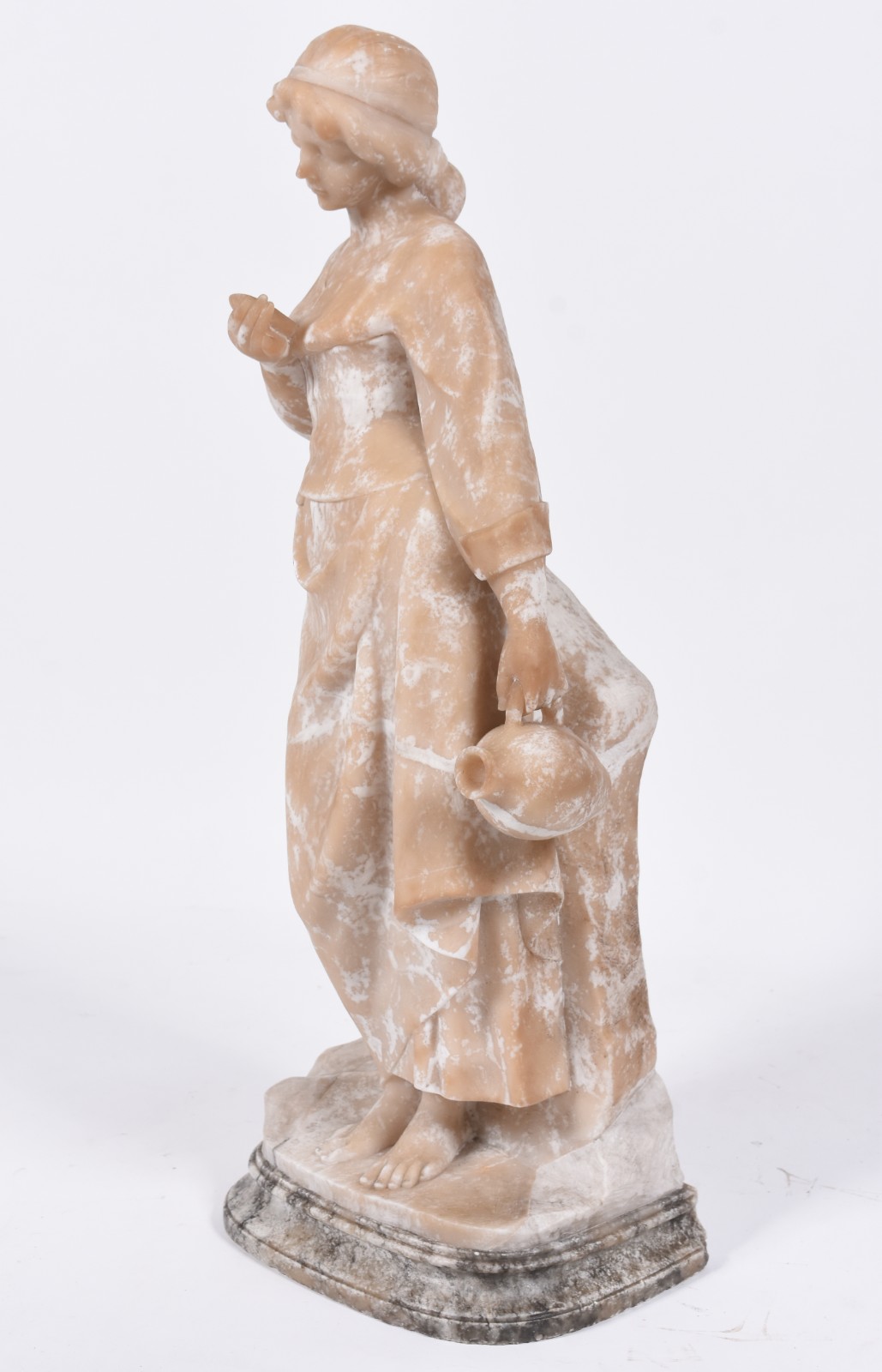 Belíssima estatueta de alabastro representando Jovem com cântaro... - foto 3 de 9
