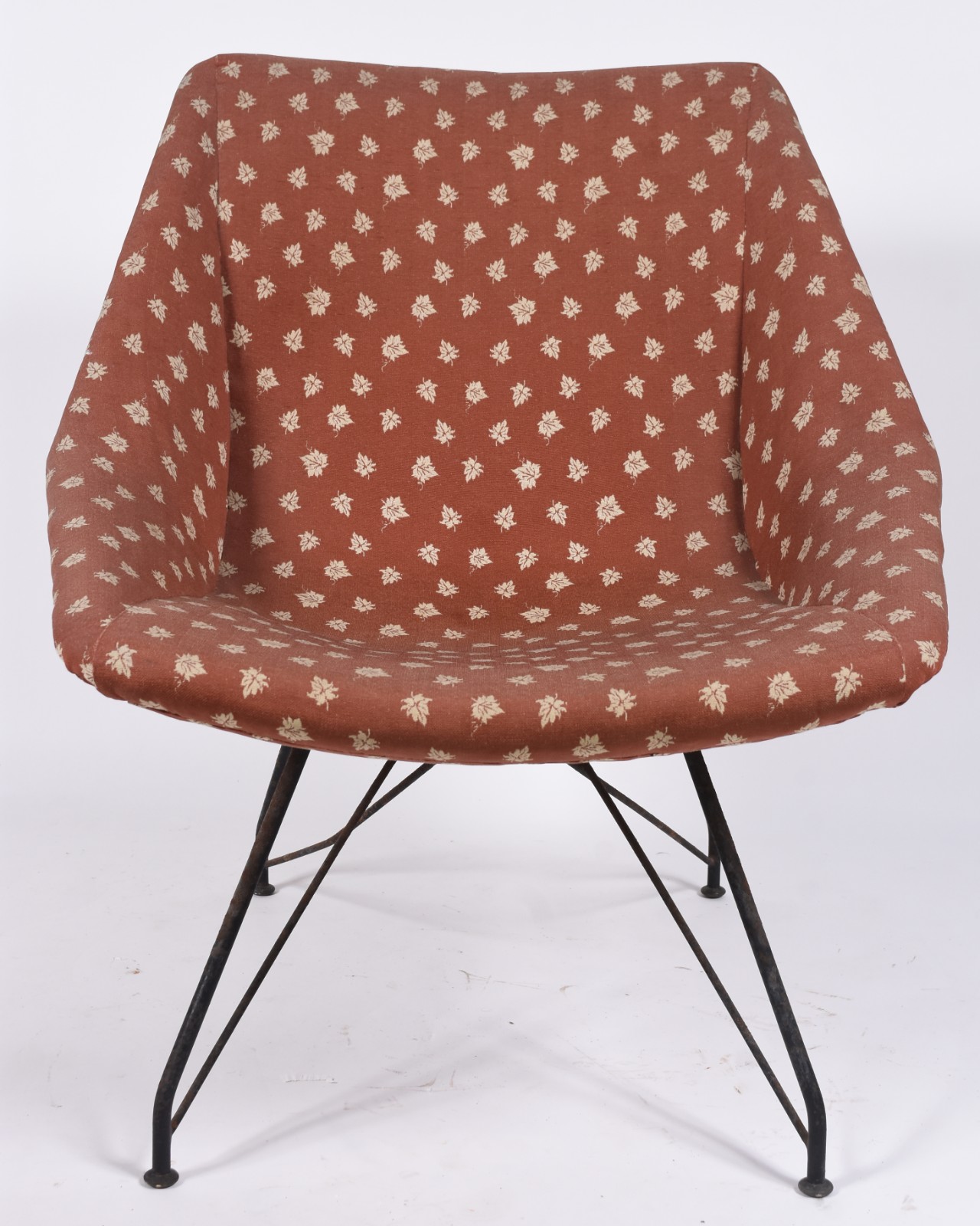 Cadeira estofada com base de metal, anos 60. - foto 3 de 5