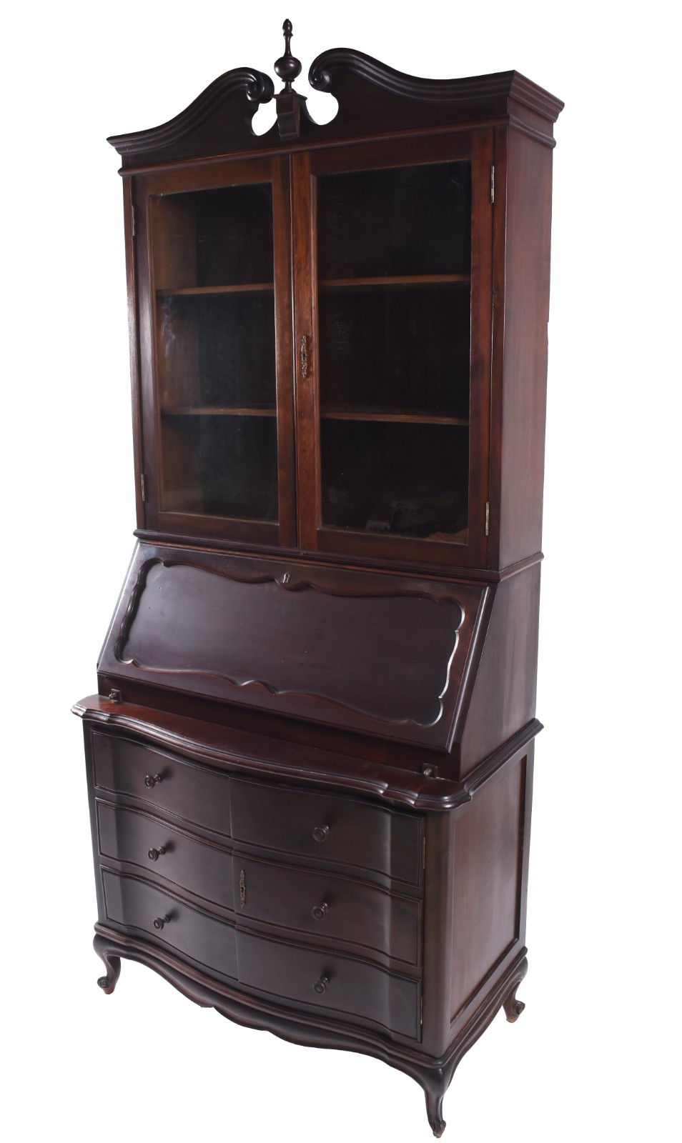 Cômoda "bookcase" de madeira nobre com 3 gavetas, tampo articulado... - foto 1 de 7