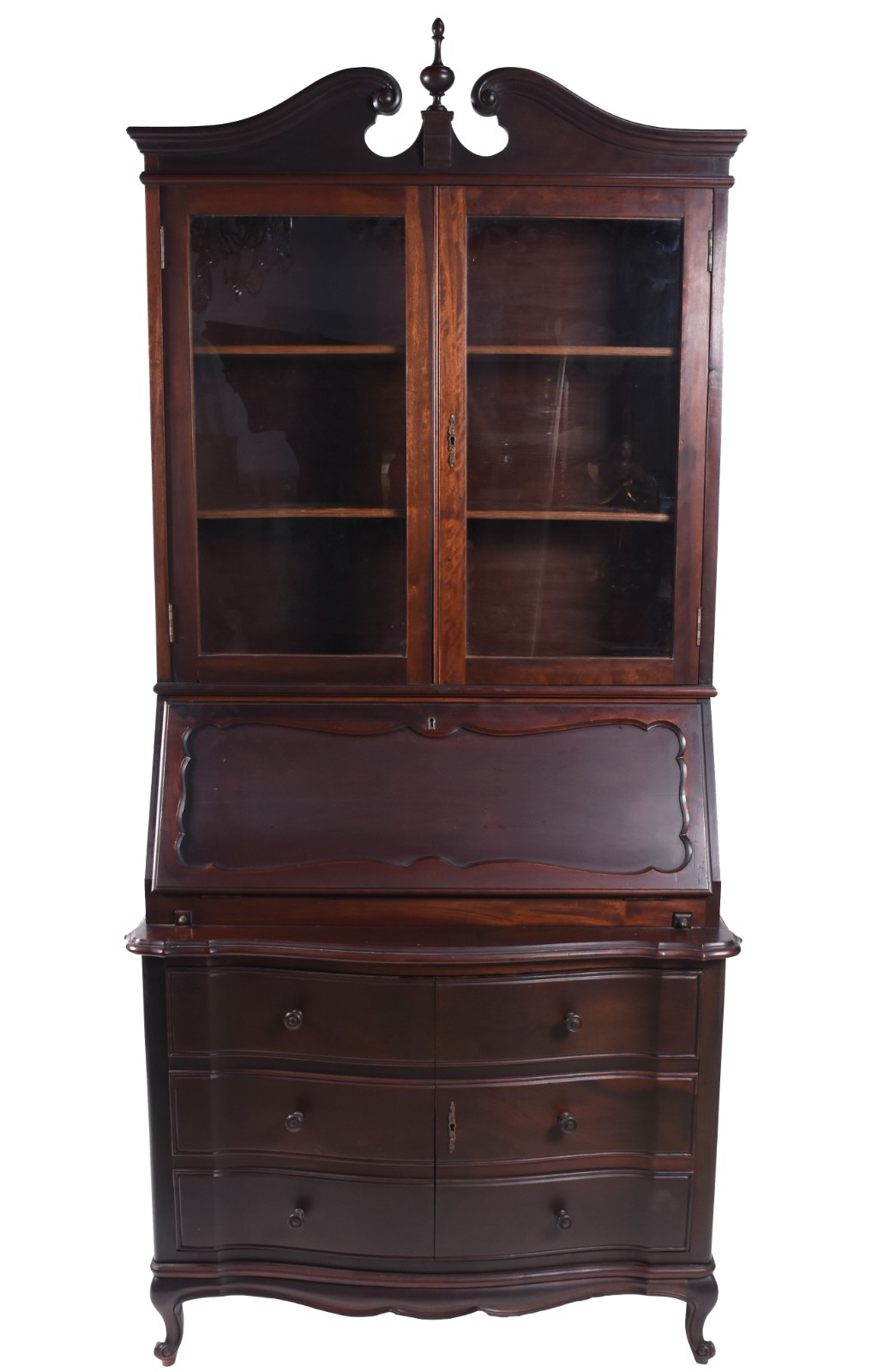Cômoda "bookcase" de madeira nobre com 3 gavetas, tampo articulado... - foto 3 de 7