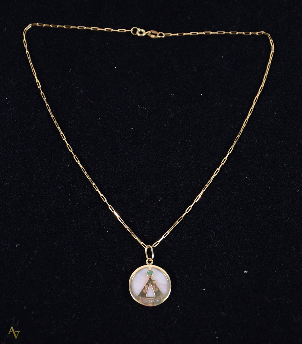 Colar de ouro amarelo 18 k com pingente de Nossa Senhora Aparecida...