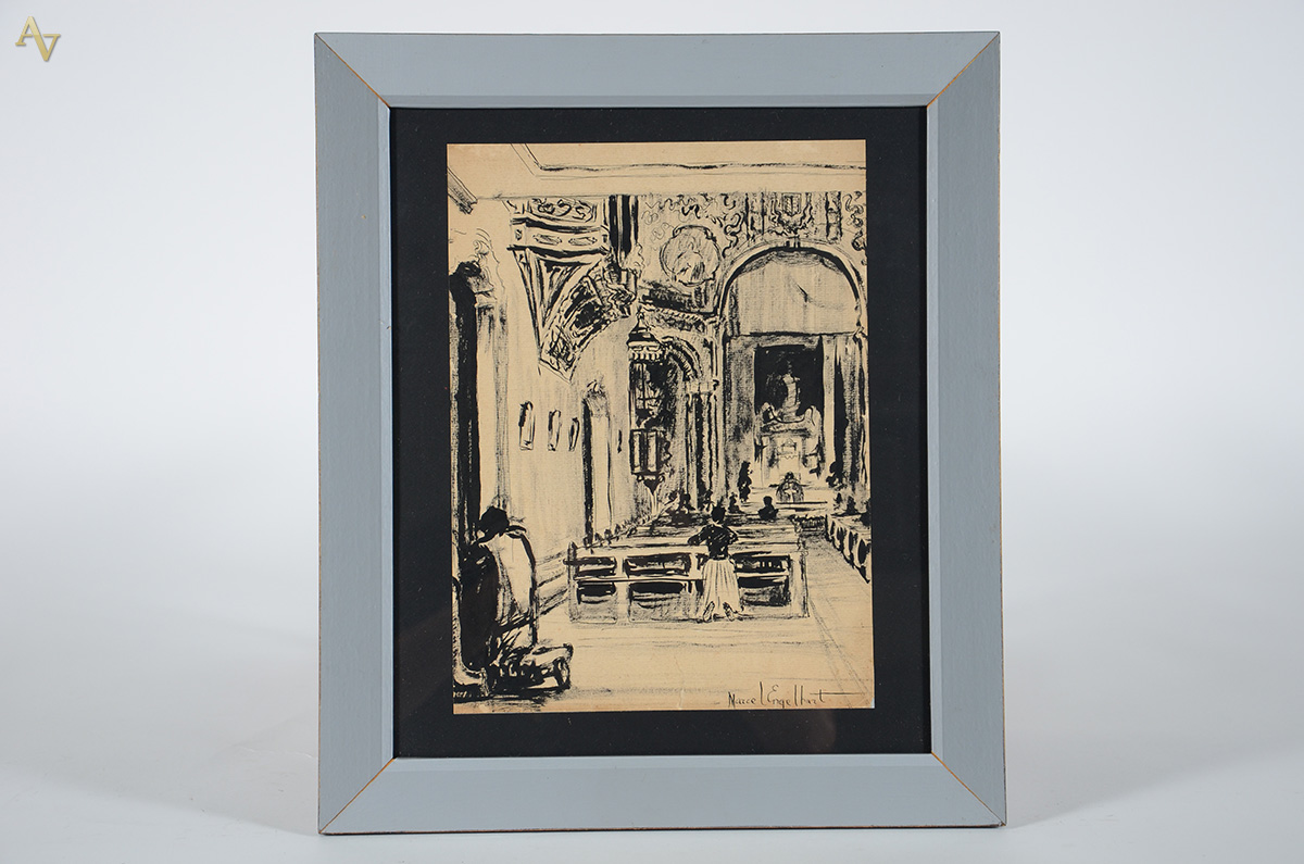 MARCEL ENGELHART - Interior da Igreja de Santo Antonio - bico de pena... - foto 1 de 4