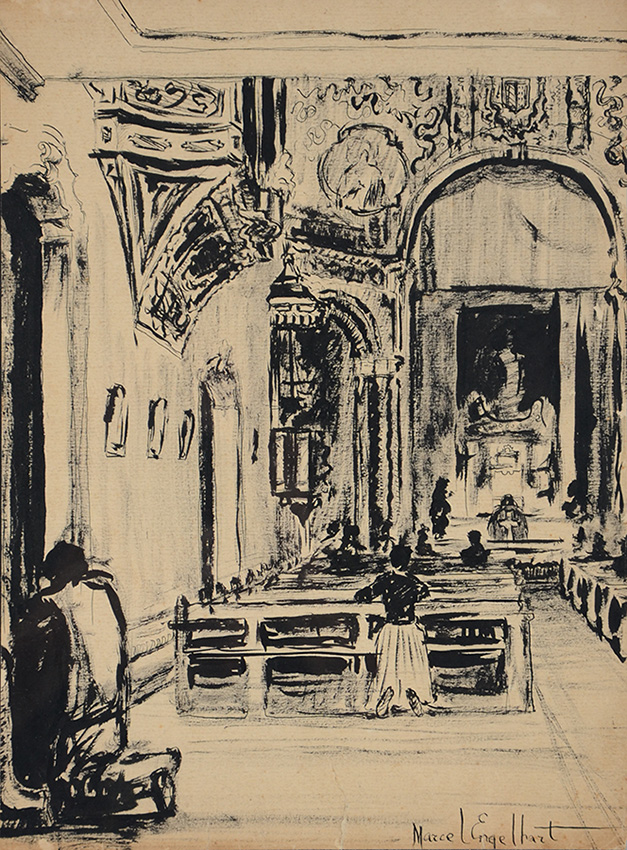 MARCEL ENGELHART - Interior da Igreja de Santo Antonio - bico de pena... - foto 2 de 4