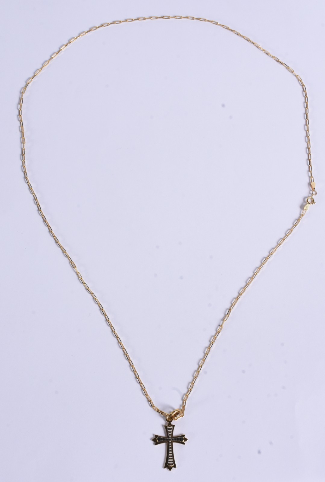 Cordão de ouro 18 k, contraste 750 com crucifixo de ouro branco e... - foto 2 de 6