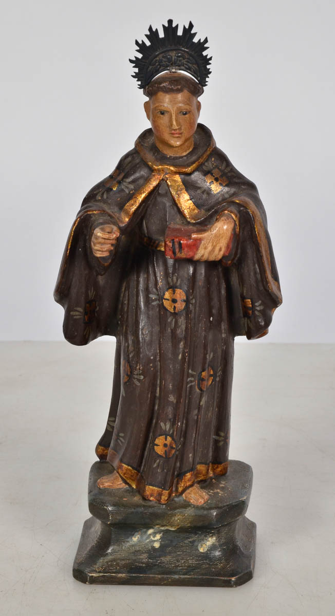 SANTO ANTONIO - Antiga imagem de madeira policromada. Alt. 26 cm.