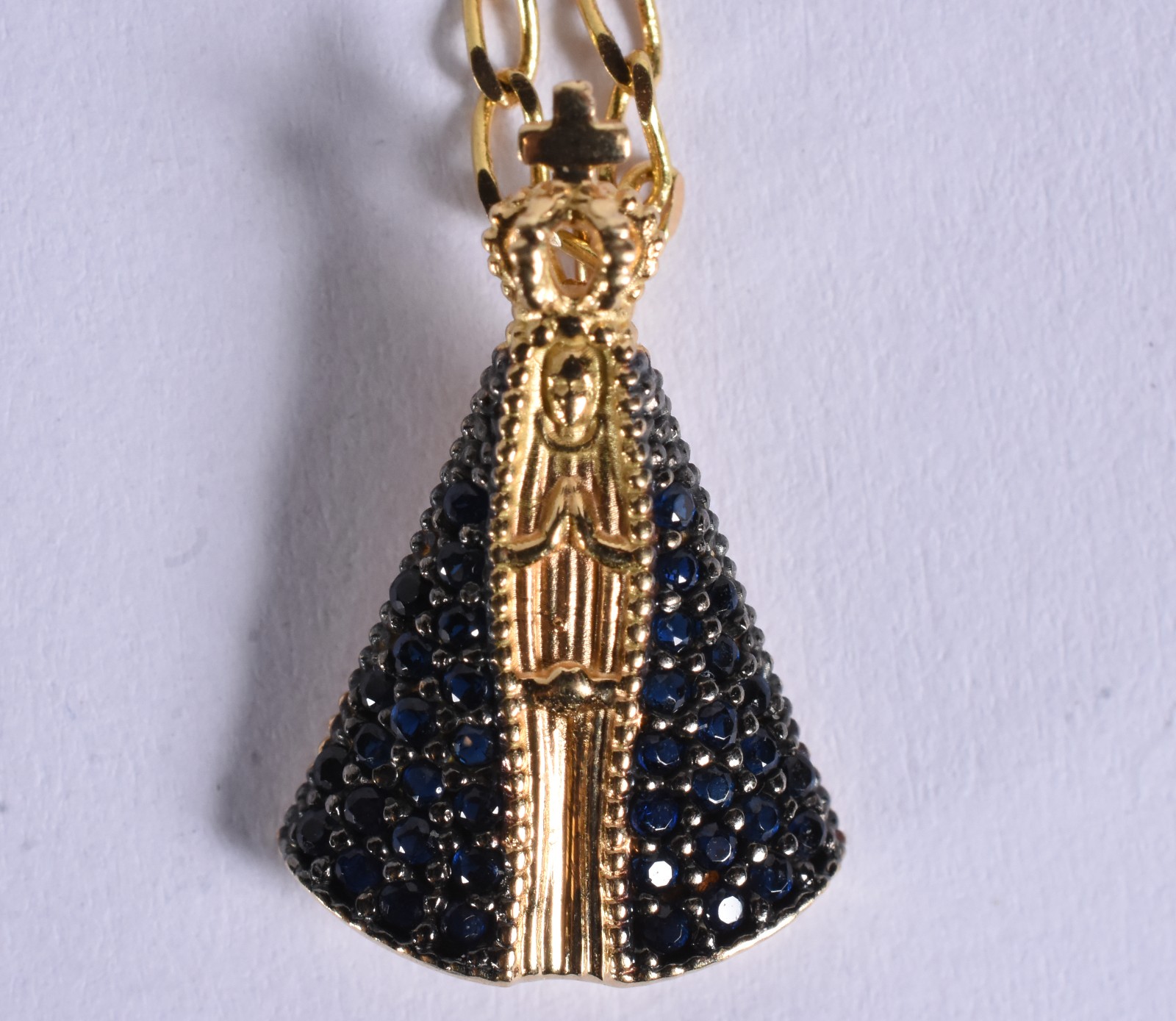 Colar de ouro 18 k, contraste 750 e pingente Nossa Senhora Aparecida... - foto 1 de 7