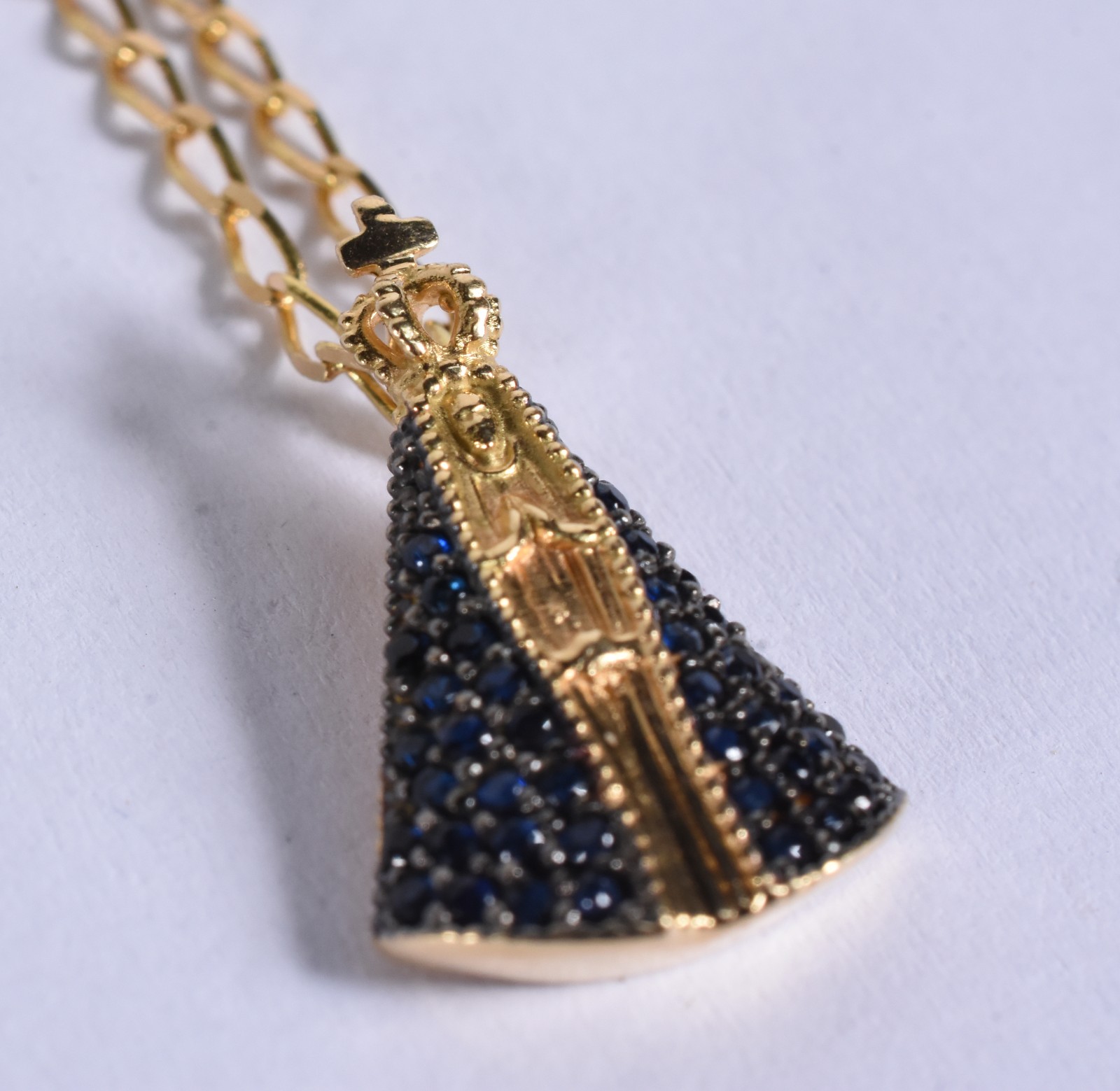 Colar de ouro 18 k, contraste 750 e pingente Nossa Senhora Aparecida... - foto 2 de 7