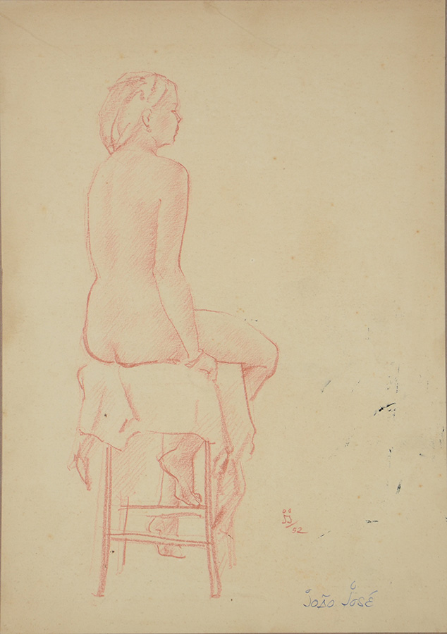 JOÃO JOSÉ - Dois desenhos na mesma moldura, frente e verso - Figuras... - foto 2 de 5
