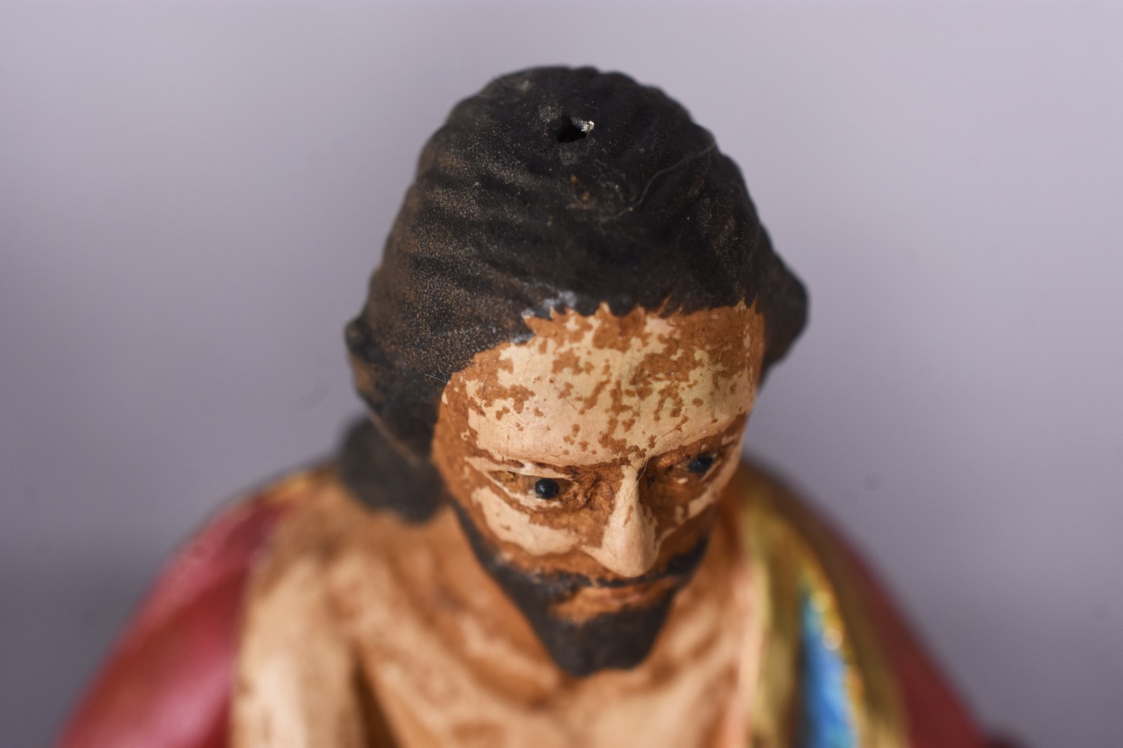 Duas imagens de madeira policromada representando São João Batista e... - foto 7 de 7