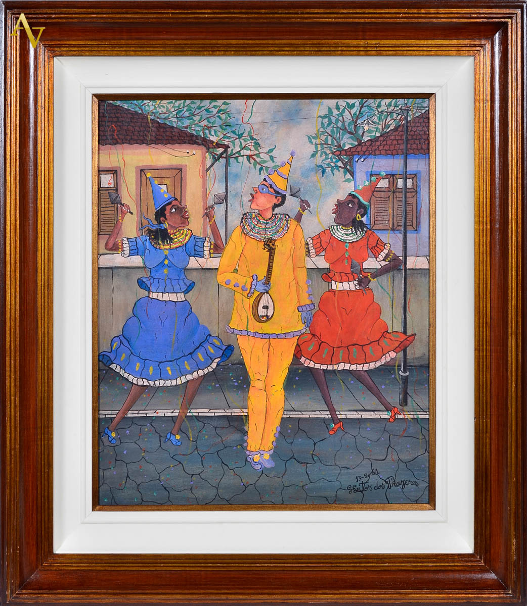 HEITOR DOS PRAZERES - Pierrot e colombina - ose - 46 x 55 (com...