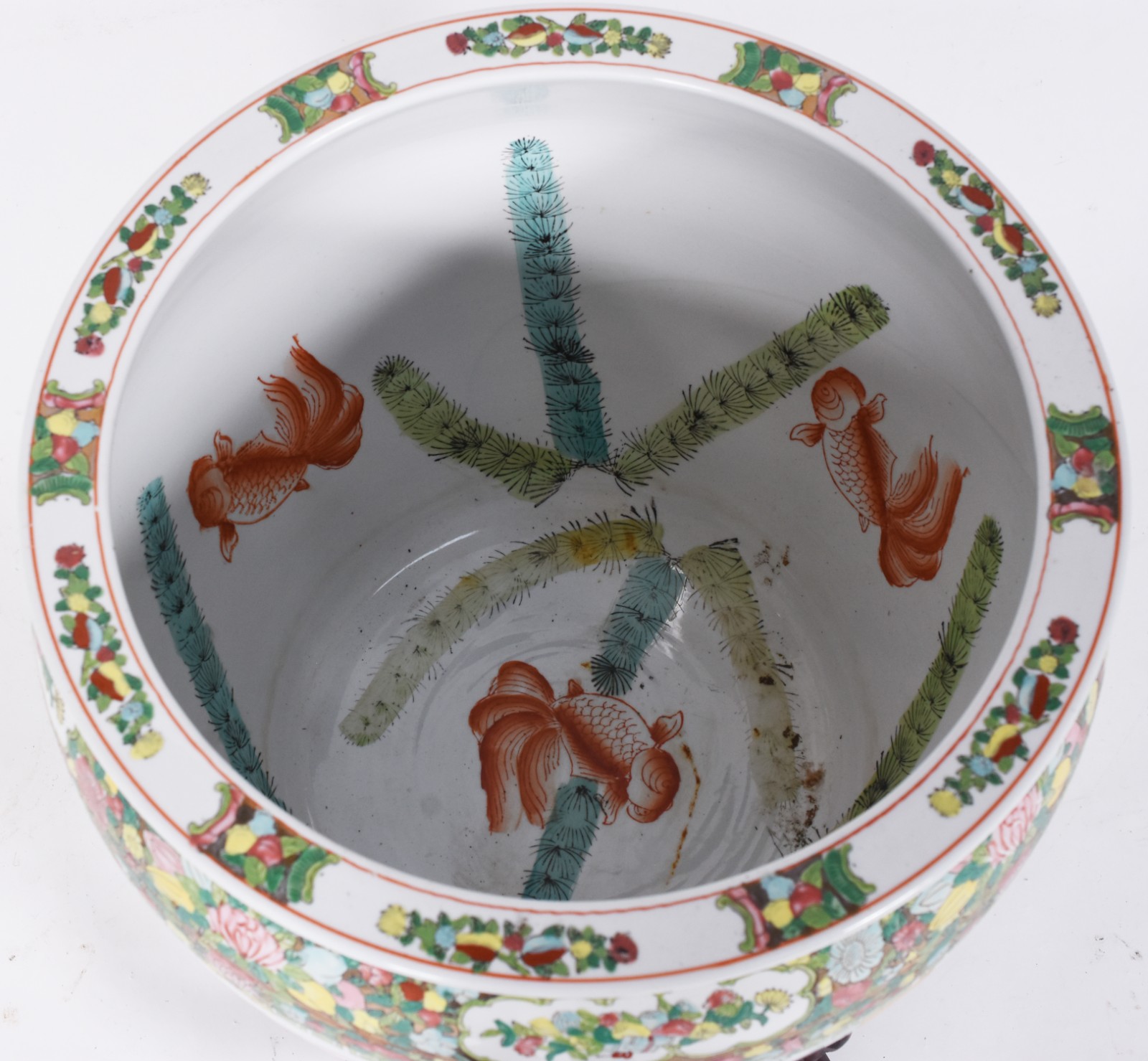 Aquário/cachepot de porcelana oriental decorado com figuras e flores... - foto 5 de 5
