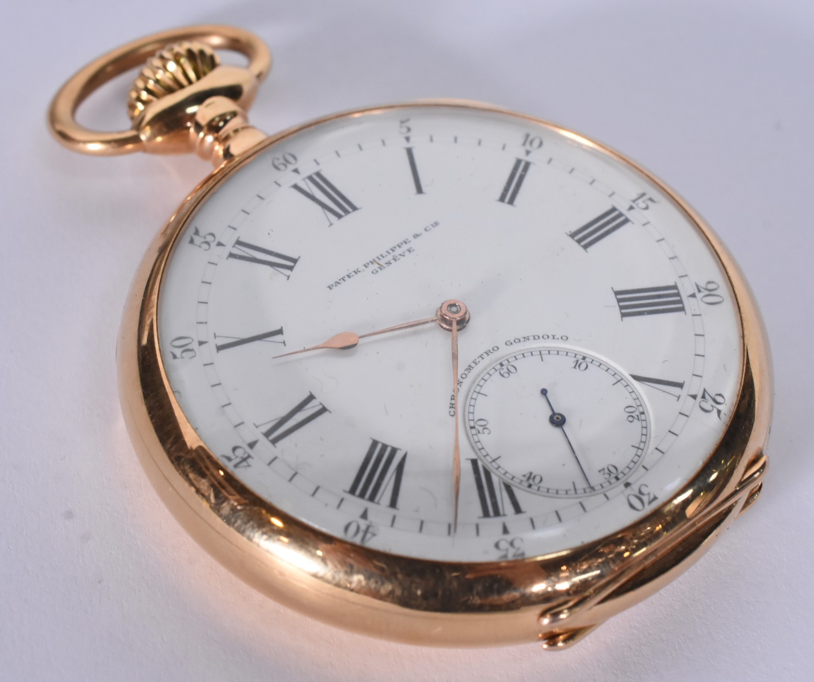 Relógio Patek Philippe de bolso em ouro 18k, chronometro Gondolo... - foto 1 de 10