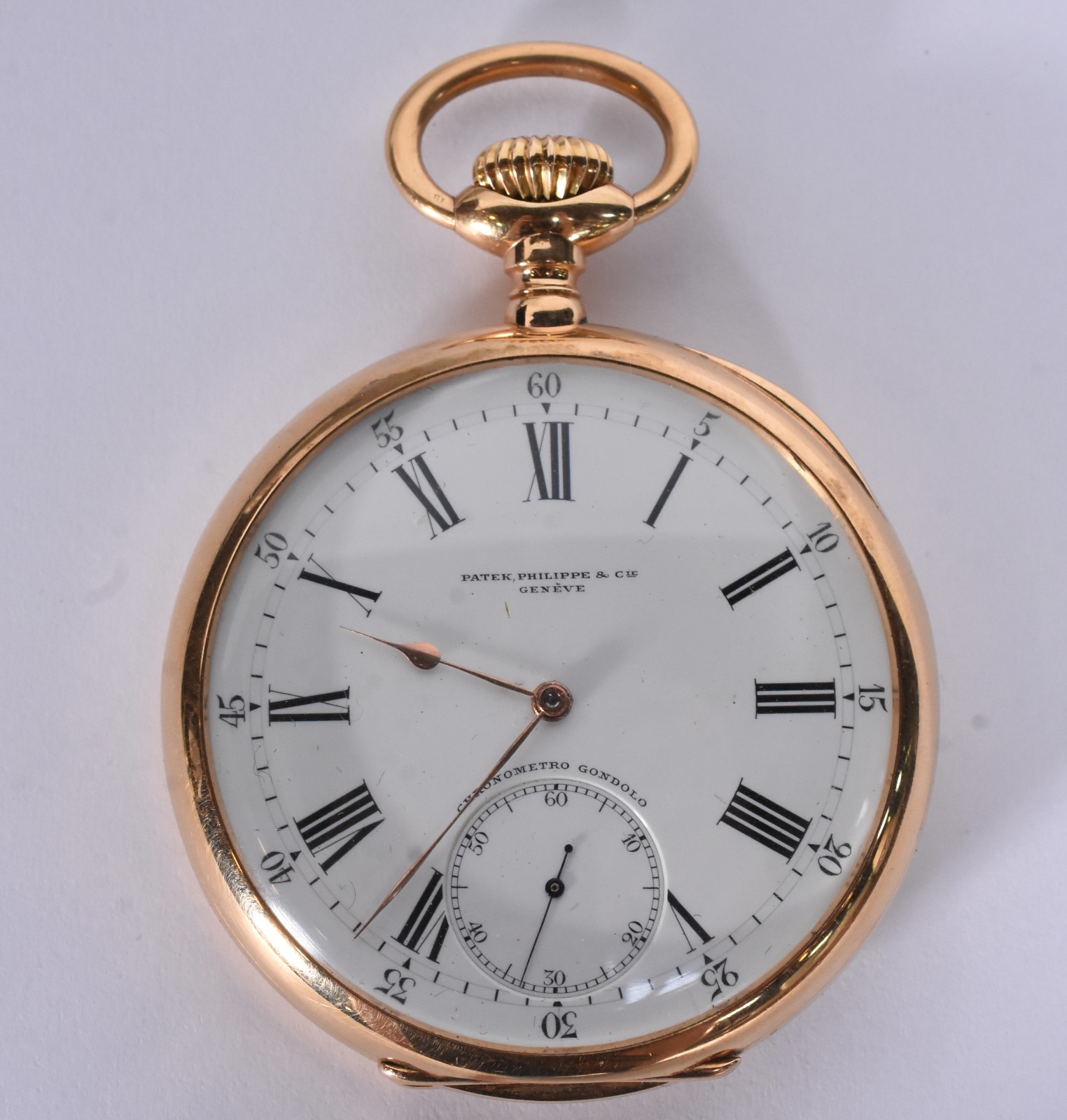 Relógio Patek Philippe de bolso em ouro 18k, chronometro Gondolo... - foto 5 de 10