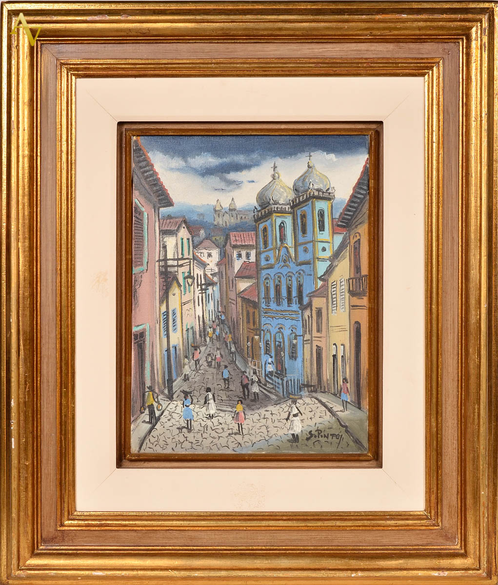 SILVIO PINTO - Igreja com casario - ost - 40 X 30.