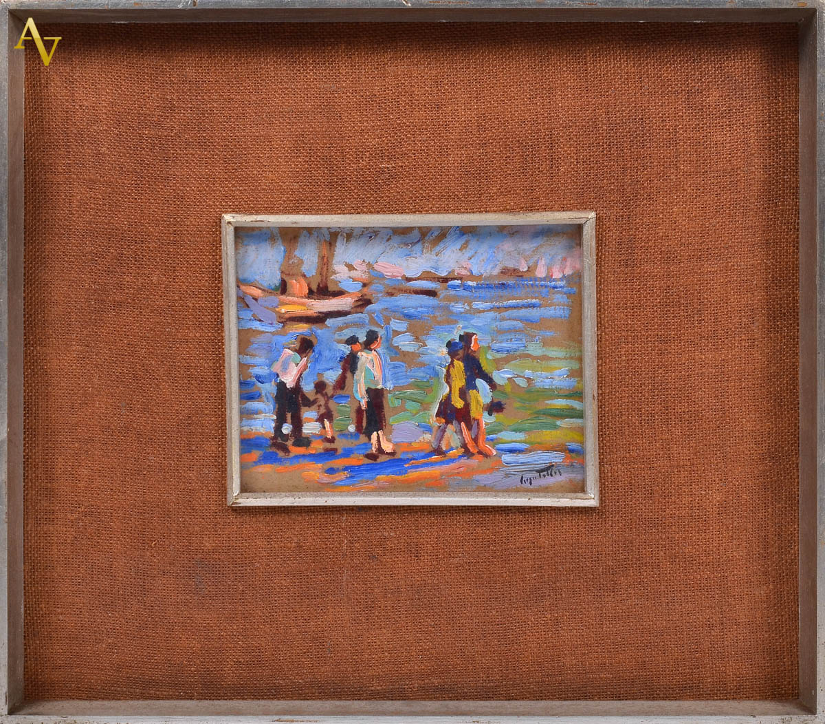 SERGIO TELLES - Figuras na praia - osc - 16 x 22