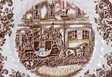 Conjunto de chá e café de faiança inglesa "Coac... - Conjunto de chá e café de faiança inglesa "Coaching Scenes - Johnson Bros", na cor marrom e branco com detalhes coloridos, composto de: 8 xícara...