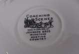 Conjunto de chá e café de faiança inglesa "Coac... - Conjunto de chá e café de faiança inglesa "Coaching Scenes - Johnson Bros", na cor marrom e branco com detalhes coloridos, composto de: 8 xícara...