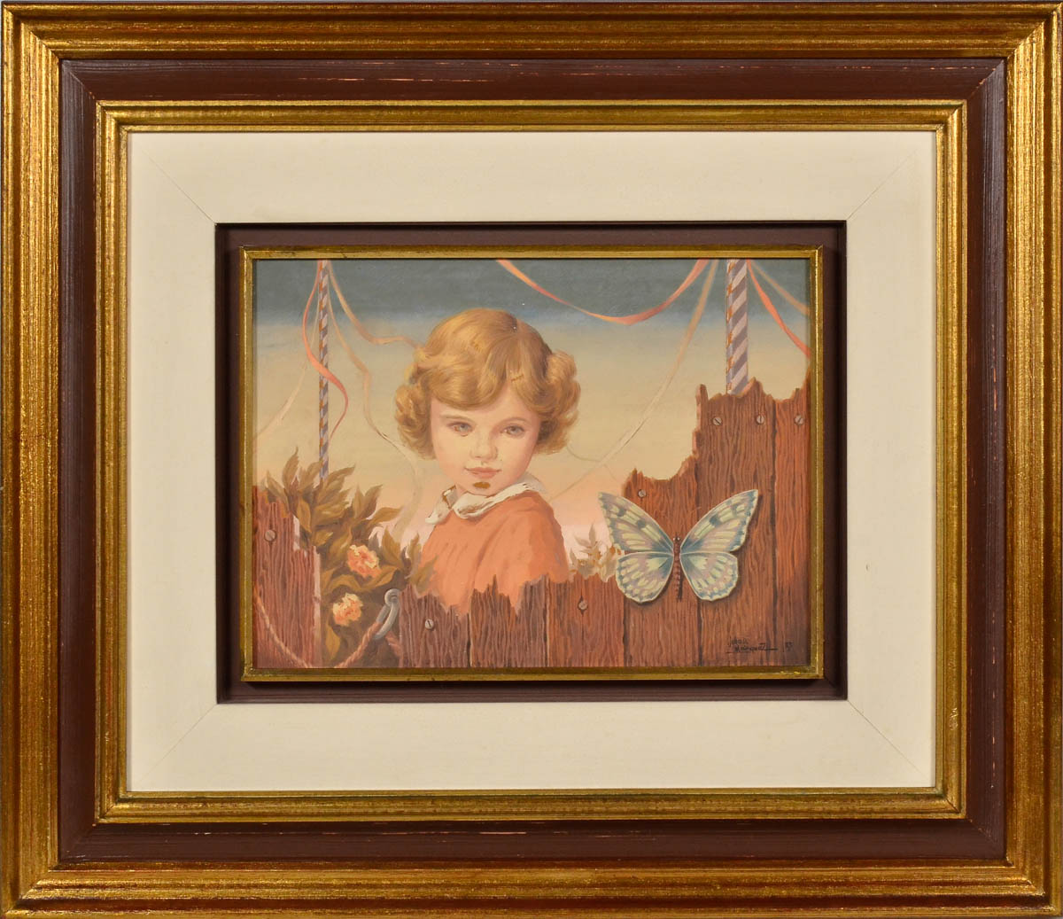 JÚLIO MARQUEZ - Menina com borboletas - ose- 25 x 34.