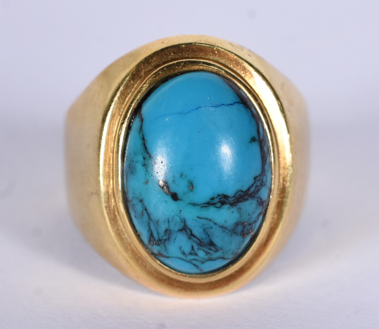 Anel de ouro 18k com pedra turquesa, aro 16 (Por motivos de segurança... - foto 1 de 6