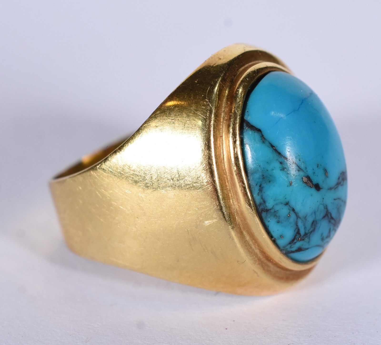 Anel de ouro 18k com pedra turquesa, aro 16 (Por motivos de segurança... - foto 2 de 6