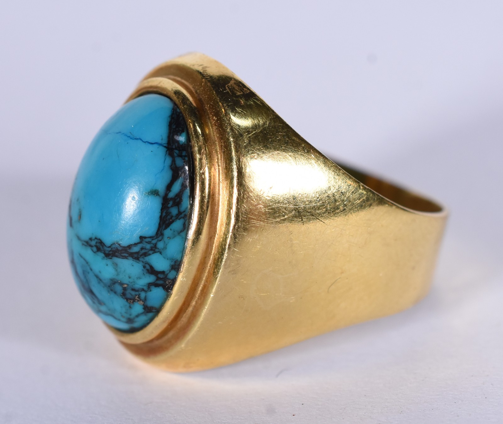 Anel de ouro 18k com pedra turquesa, aro 16 (Por motivos de segurança... - foto 3 de 6