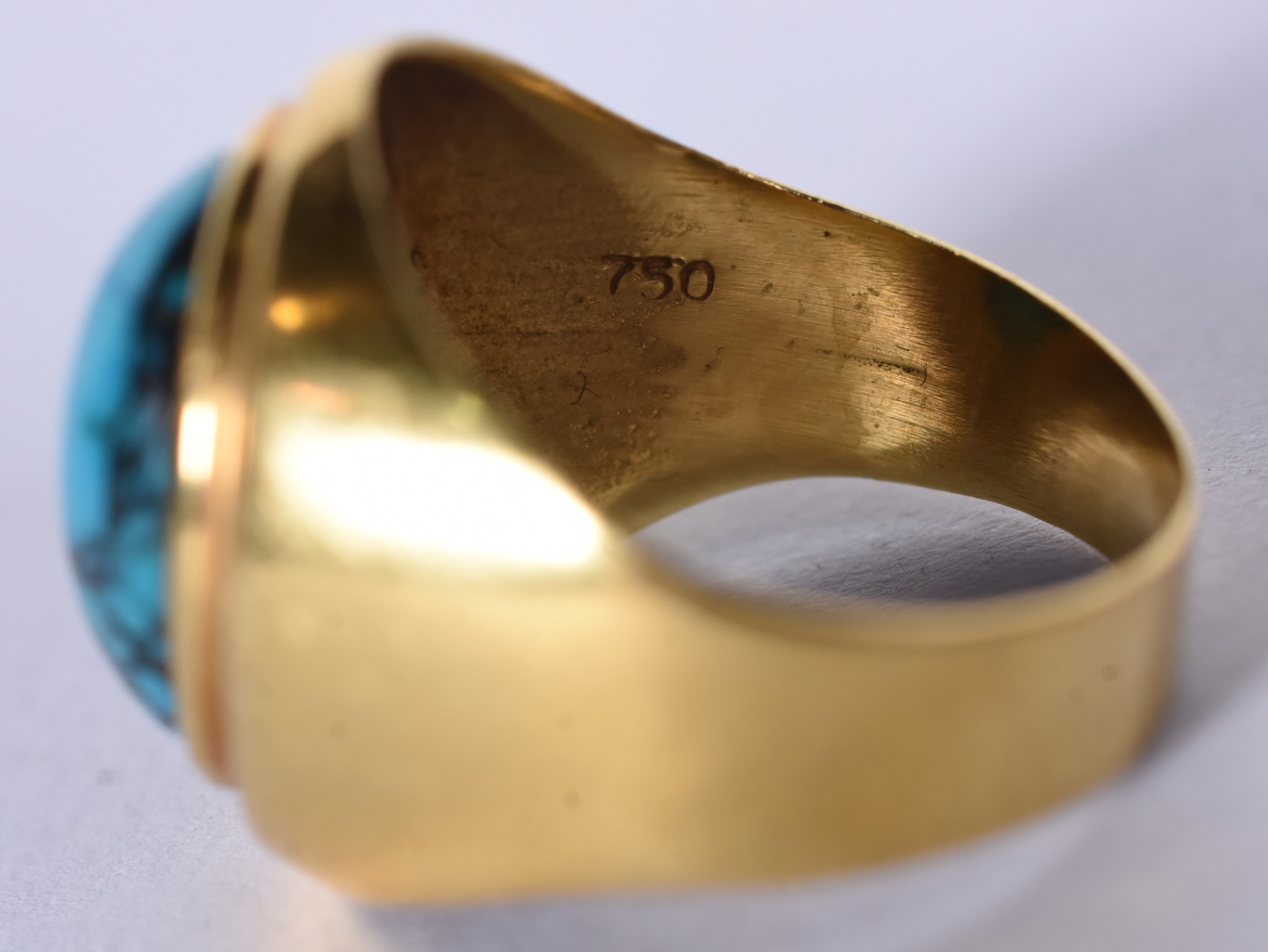 Anel de ouro 18k com pedra turquesa, aro 16 (Por motivos de segurança... - foto 5 de 6