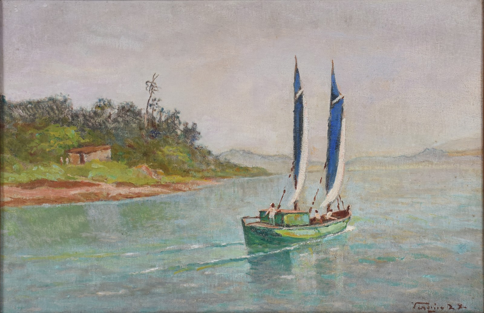 Virgílio Lopes Rodrigues (1863-1944), Marinha com barco e Paisagem - foto 1 de 8