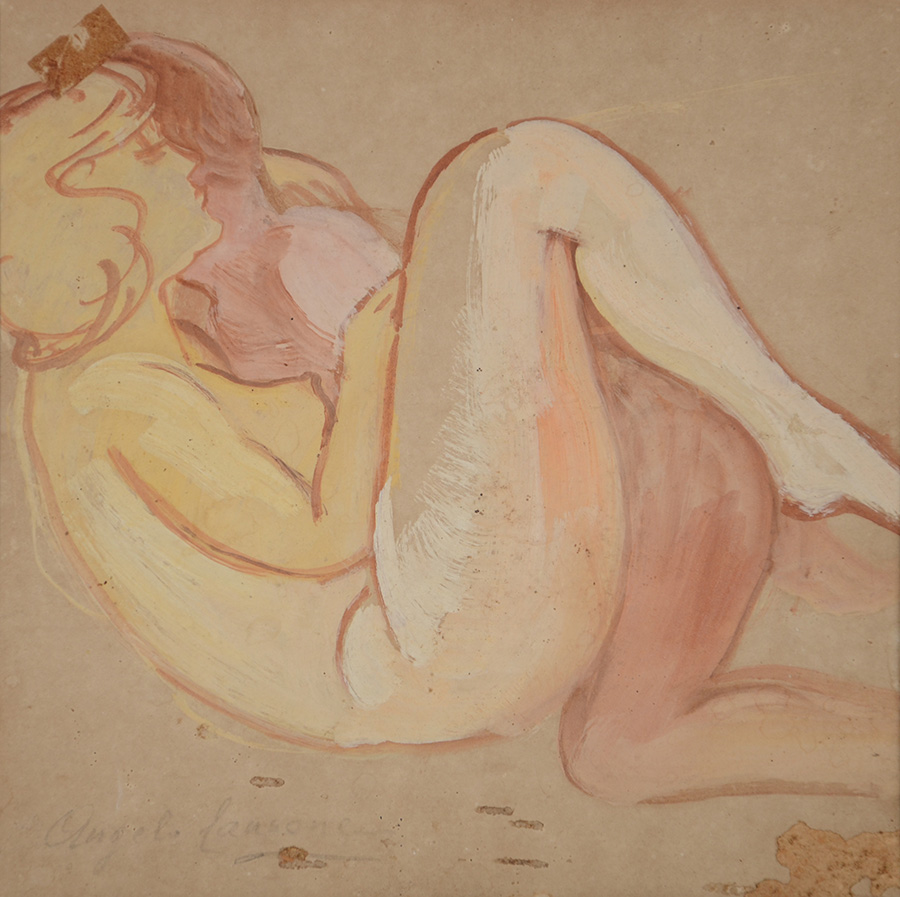 ANGELO CANONNE - Figura feminina - aquarela - 24 x 24 (com pequenos... - foto 2 de 4