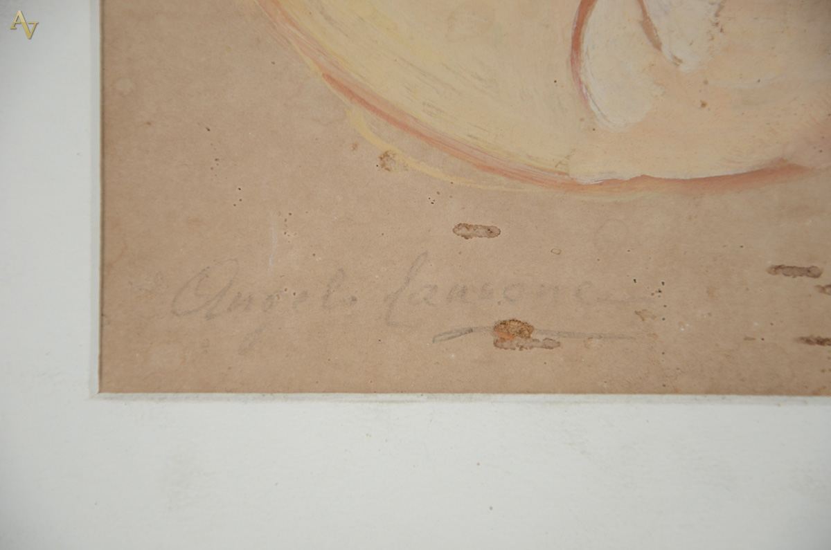 ANGELO CANONNE - Figura feminina - aquarela - 24 x 24 (com pequenos... - foto 3 de 4