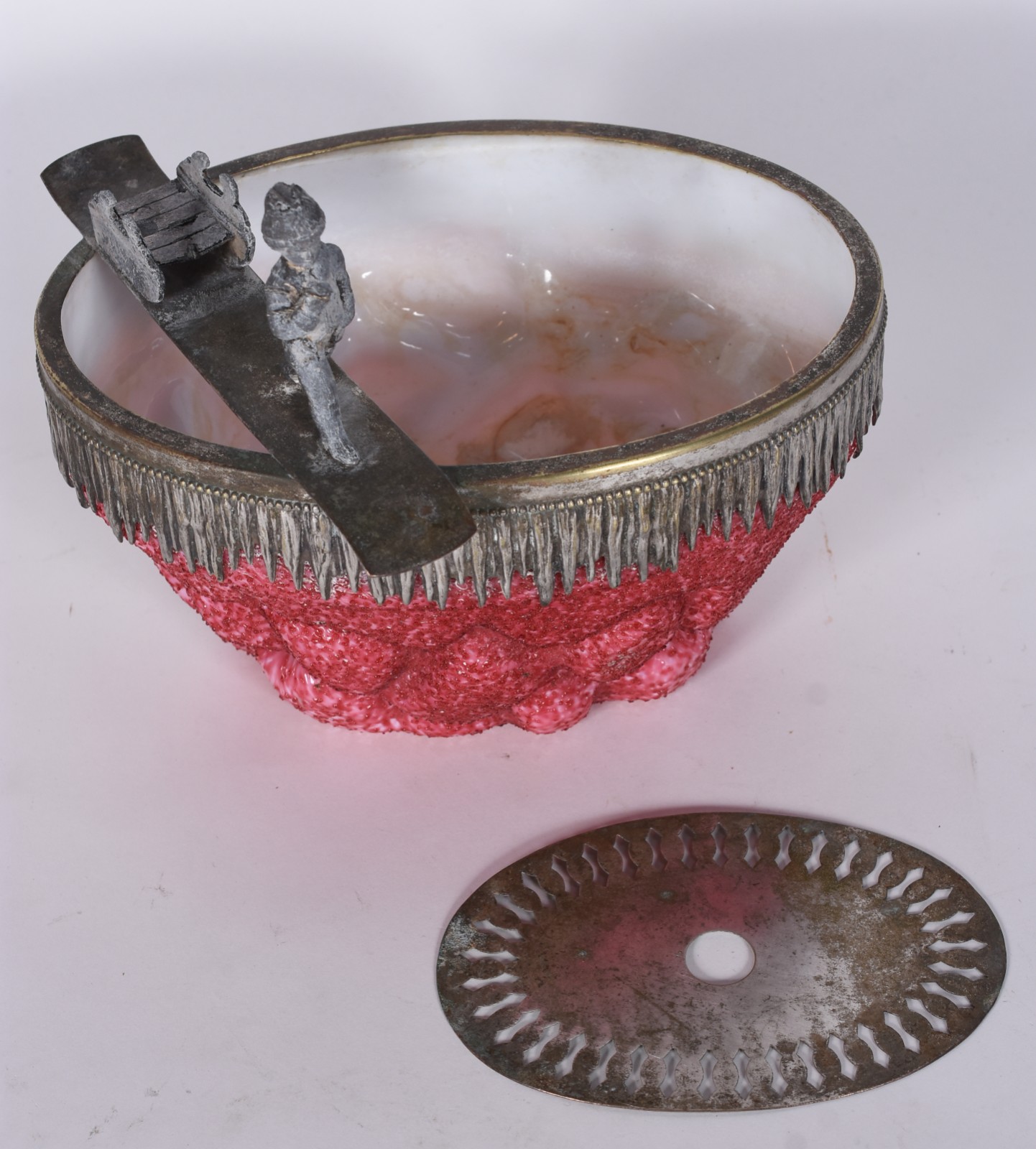 Balde para gelo de vidro vermelho (trincado com restauro). - foto 6 de 6