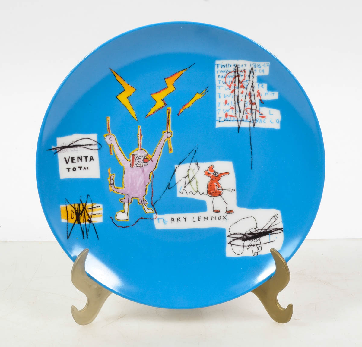 Jean - Michel Basquiat - prato de porcelana de Limoges - assinado e...