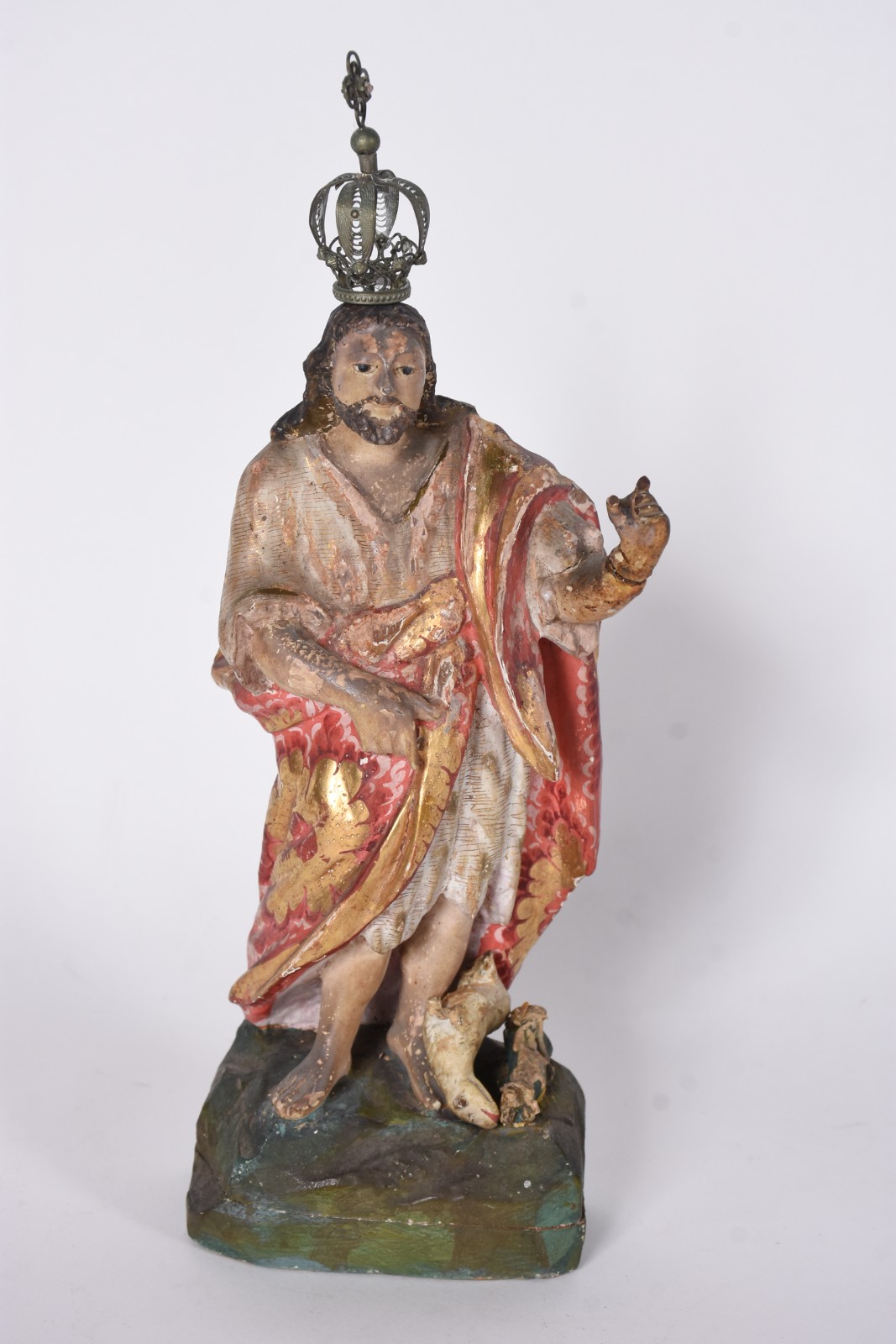 São João Batista - Imagem de madeira policromada com coroa. - foto 1 de 8